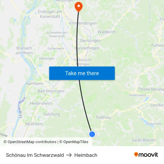 Schönau Im Schwarzwald to Heimbach map
