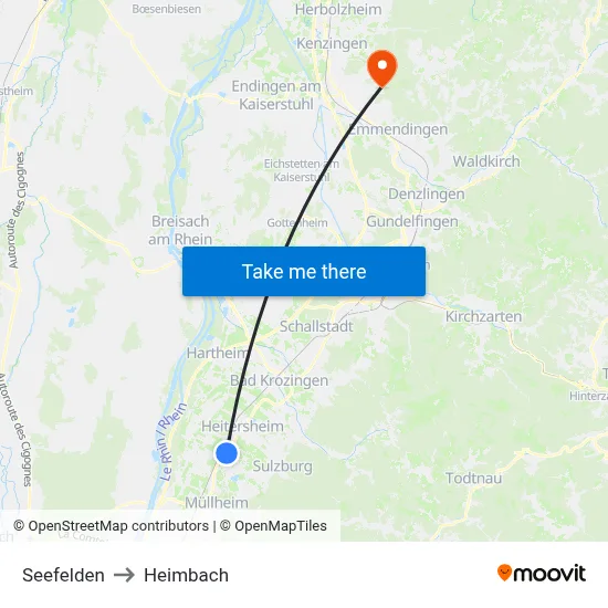 Seefelden to Heimbach map