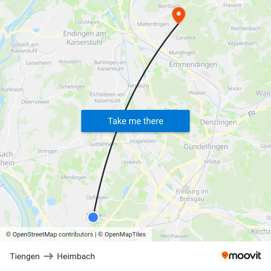 Tiengen to Heimbach map