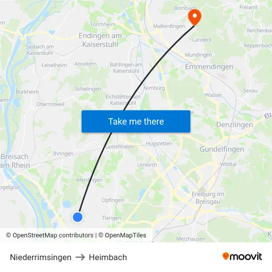 Niederrimsingen to Heimbach map