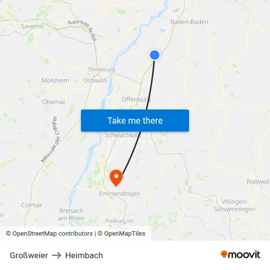 Großweier to Heimbach map