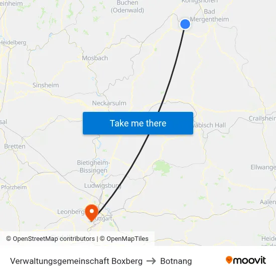 Verwaltungsgemeinschaft Boxberg to Botnang map