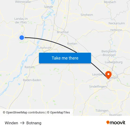 Winden to Botnang map