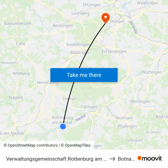 Verwaltungsgemeinschaft Rottenburg am Neckar to Botnang map