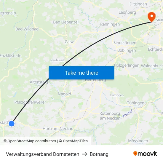 Verwaltungsverband Dornstetten to Botnang map