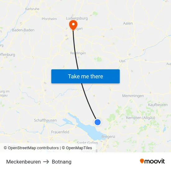 Meckenbeuren to Botnang map