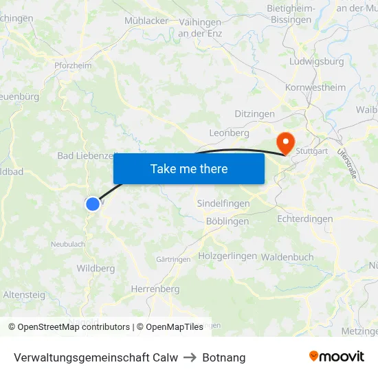 Verwaltungsgemeinschaft Calw to Botnang map