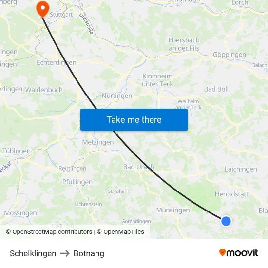 Schelklingen to Botnang map
