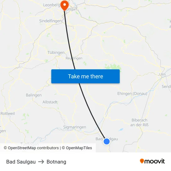 Bad Saulgau to Botnang map