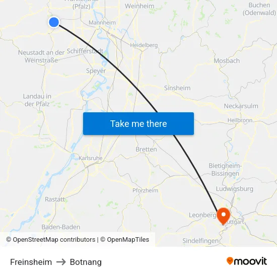 Freinsheim to Botnang map