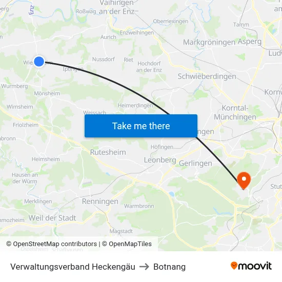 Verwaltungsverband Heckengäu to Botnang map