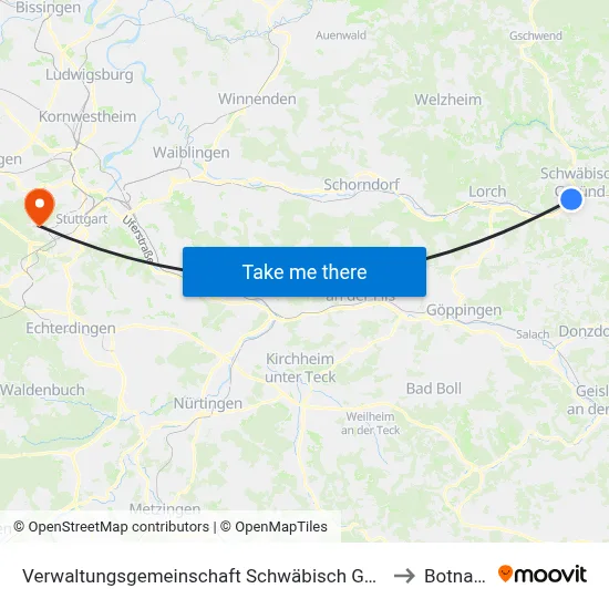 Verwaltungsgemeinschaft Schwäbisch Gmünd to Botnang map