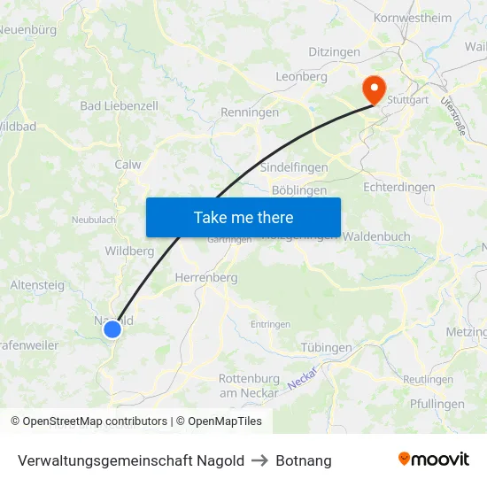 Verwaltungsgemeinschaft Nagold to Botnang map