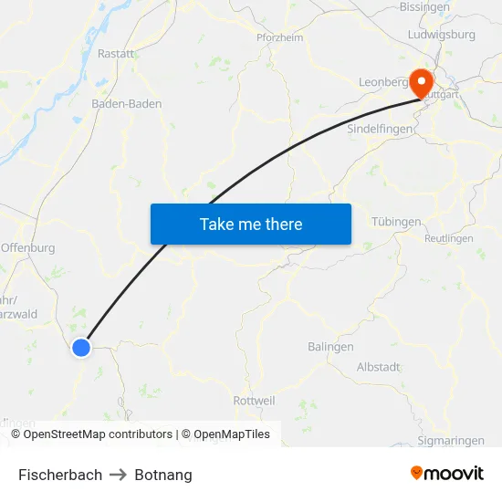Fischerbach to Botnang map
