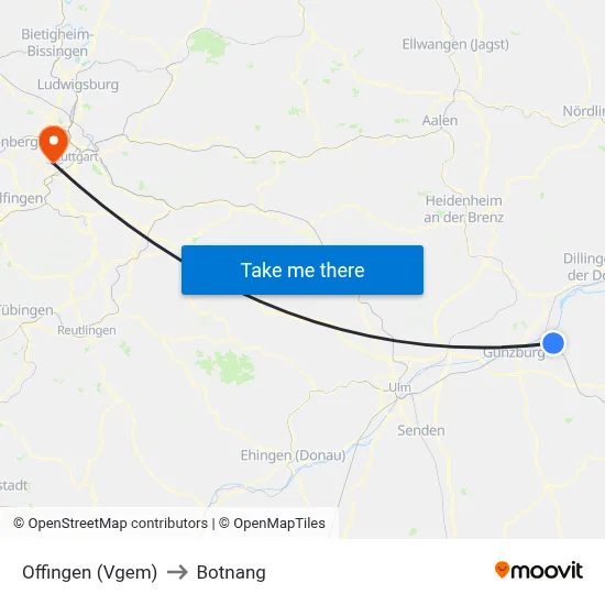 Offingen (Vgem) to Botnang map