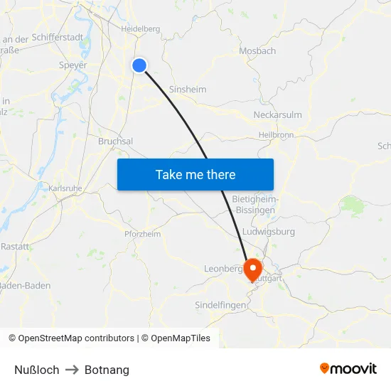 Nußloch to Botnang map