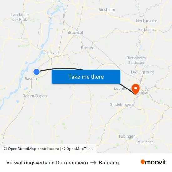 Verwaltungsverband Durmersheim to Botnang map