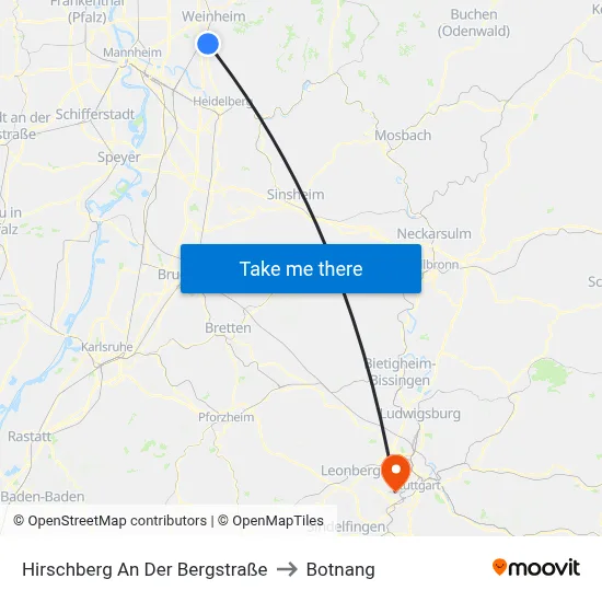 Hirschberg An Der Bergstraße to Botnang map