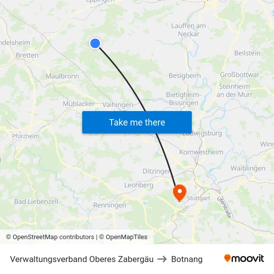 Verwaltungsverband Oberes Zabergäu to Botnang map