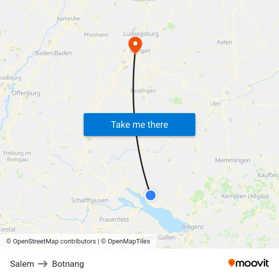 Salem to Botnang map