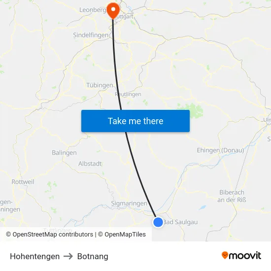 Hohentengen to Botnang map
