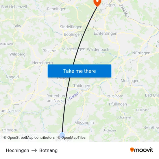 Hechingen to Botnang map