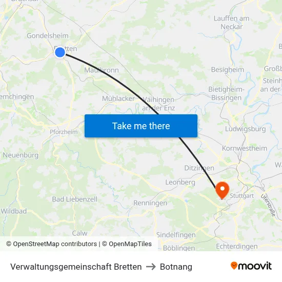 Verwaltungsgemeinschaft Bretten to Botnang map