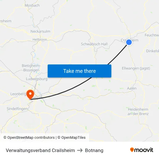 Verwaltungsverband Crailsheim to Botnang map