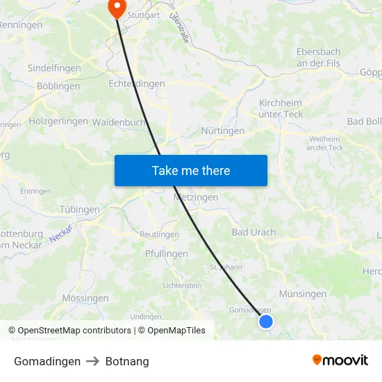 Gomadingen to Botnang map