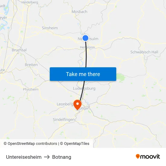 Untereisesheim to Botnang map