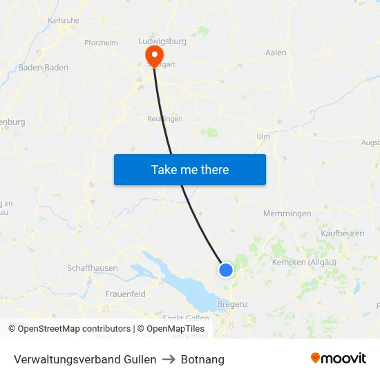 Verwaltungsverband Gullen to Botnang map