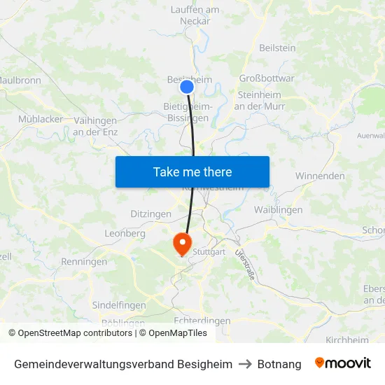 Gemeindeverwaltungsverband Besigheim to Botnang map