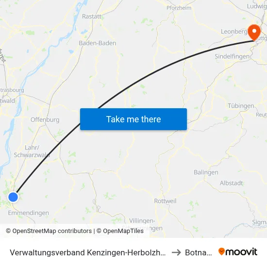 Verwaltungsverband Kenzingen-Herbolzheim to Botnang map