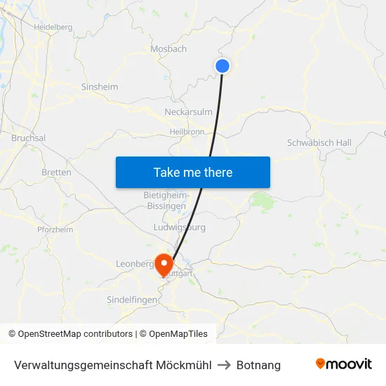 Verwaltungsgemeinschaft Möckmühl to Botnang map