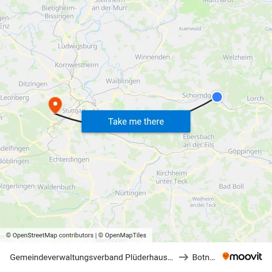 Gemeindeverwaltungsverband Plüderhausen-Urbach to Botnang map