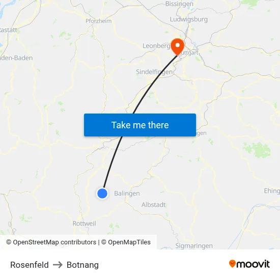 Rosenfeld to Botnang map