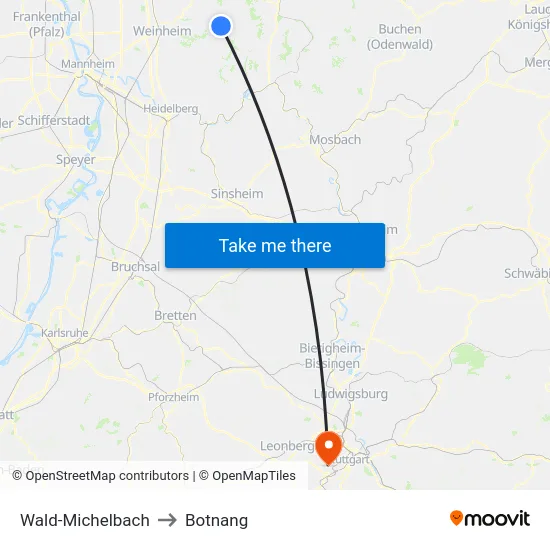 Wald-Michelbach to Botnang map