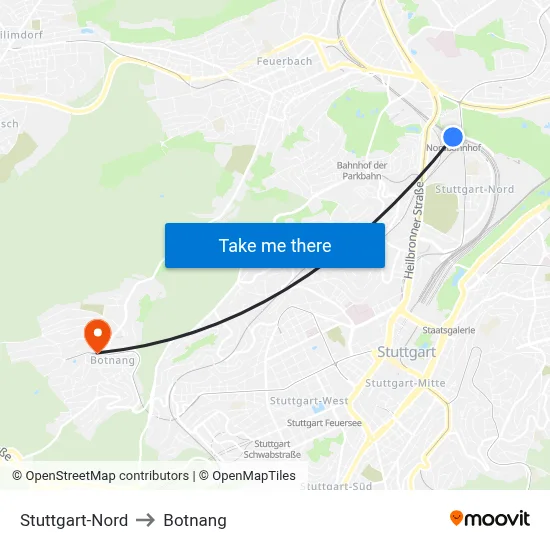 Stuttgart-Nord to Botnang map