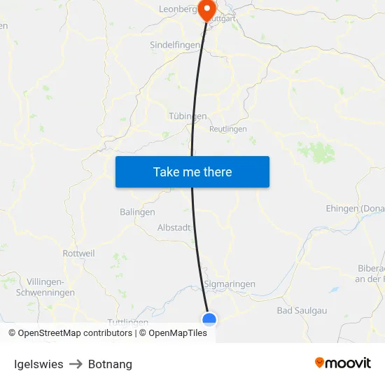 Igelswies to Botnang map