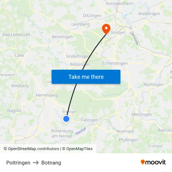 Poltringen to Botnang map