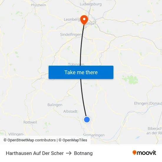 Harthausen Auf Der Scher to Botnang map