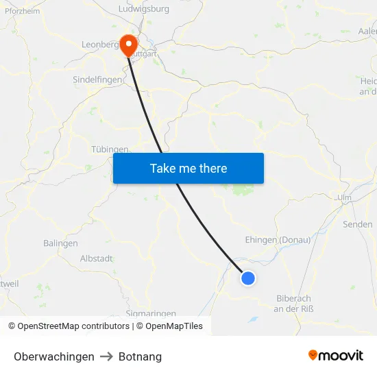 Oberwachingen to Botnang map