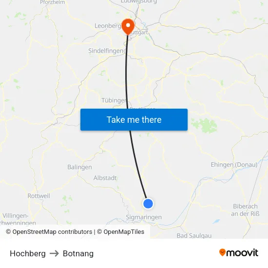 Hochberg to Botnang map