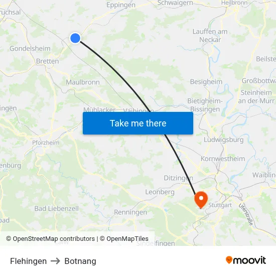 Flehingen to Botnang map