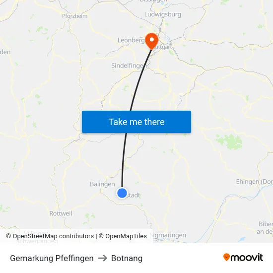 Gemarkung Pfeffingen to Botnang map