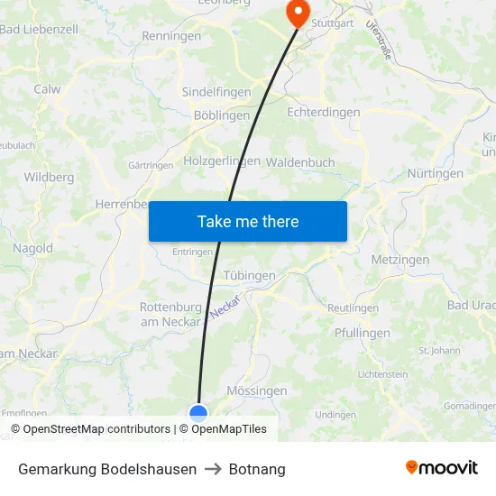 Gemarkung Bodelshausen to Botnang map