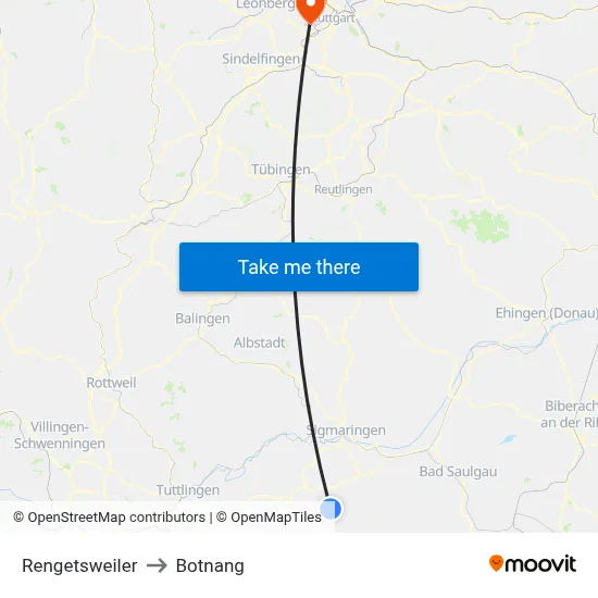 Rengetsweiler to Botnang map