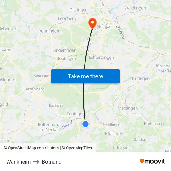 Wankheim to Botnang map