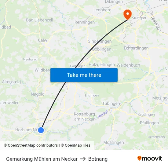 Gemarkung Mühlen am Neckar to Botnang map