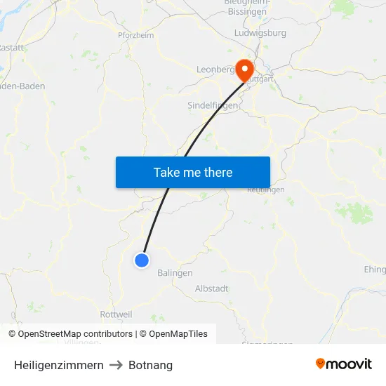 Heiligenzimmern to Botnang map